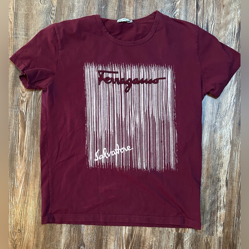 Salvatore Ferragamo Maroon Graphic Tee
